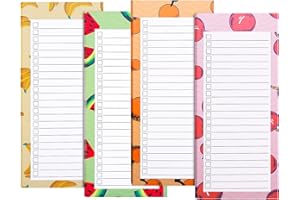WOLEPAZ 4 Magnetic Notepads for Refrigerator Grocery List Magnet Pad for Fridge magnetic grocery list pad for fridge 50 Sheets Per Note Pads (4 Fruits)