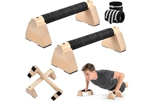 ECOFOCET Parallele Calisthenics, 2 Parallele Basse, Maniglie per Flessioni in Legno 25cm, Ergonomiche e Antiscivolo con Protezione per il Polso, Push Up Bar Fitness per Interni ed Esterni