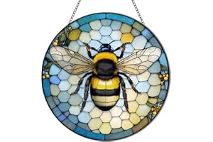 MATIHAY Bee Acrylic Window Hangings, Honeycomb Bumble Bee Decor Birthday Party Decorations Bee Gifts for Mom Grandma Bee Lovers, Housewarming Gift (L)