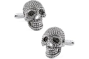 Paire de boutons de manchette noirs en forme de têtes de mort - Par Hawson