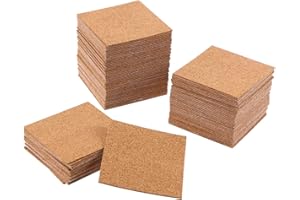 ifundom Lot de 36 feuilles de liège auto-adhésives 4 x 4 pour dessous de verre, carrés de tableau en liège, carreaux de liège, mini tableau mural en liège avec dos adhésif