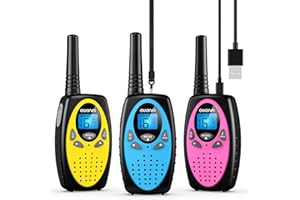 AWANFI Walkie Talkie Ricaricabile, 3 Pezzi Walkie-Talkie per Bambini Adulti, con Batteria Agli Ioni di Litio da 1200mAh, Walky Talky a Lungo Raggio, Walki Talki per Regalo, Campeggio, Escursioni