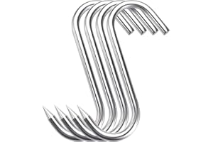 Grizef Lot de 4 crochets en S en acier inoxydable robuste 200 mm x 10 mm pour bouchers, agriculteurs, chasseurs