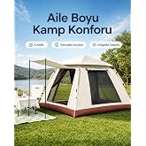Yellowtech Aile Boyu 6 Kişilik Otomatik &Ccedil;adır &ndash; Piknik, Tatil Ve Kamp I&ccedil;in Geniş Tasarım(Bej)