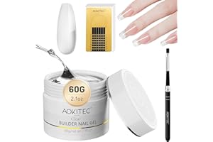 ‎AOKITEC Aokitec Aufbaugel für Gelnägel, 60g Klare Hartgel für Nägel, Nagelgel Set mit Nagelformen und Gel Nagelbürste, UV Gel für Nagelverlängerungen, Nail Art Aufbaugel Sets Builder Nägel für Anfänger