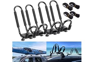 tonchean Portaequipajes para kayak, 2 pares de barras en J, portador de kayak, resistente, kayak, canoa, barco, surf, esquí, bicicleta, soporte de almacenamiento, SUV, travesaño