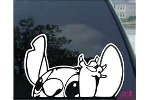 Artstickers Autocollant en Vinyle pour Voiture, fenêtre, Mur, Ordinateur Motif Lilo Y Stitch Couleur Blanche Cadeau Spilarts, Marque déposée.