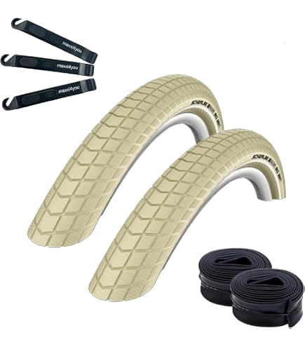 Schwalbe Big Ben Fahrradreifen 28x2.00 Mit Reflexstreifen & K-Guard | Inkl. Reifenheber | Farbe Creme