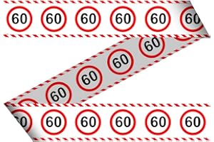 Folat B.V.- 28460 Herzen Señal de tráfico con Cinta de Barrera para Fiestas, 15 m, número 60, Color Rojo/Blanco, Talla estándar (SCH-5426)