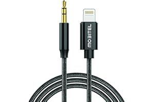 Mobitel Aux Cable for iPhone in Car Aux to iPhone Connector Cable 3.5mm Headphone Jack Adapter Nylon Braided Audio Cord For iPhone 14 13 12 11 Car Stereo Speakers Headphones iPad (1M)