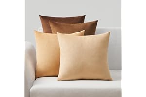 Topfinel Fundas Cojines 40x40 Juego de 4 Suave Decorativa Hogar Cojines Marrón de Terciopelo para Salon Cama Jardin Sofa Dormitorio Fundas de Cojin Modernos Serie Colores Marrón