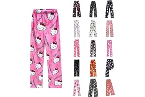 GÉNÉRIQUE 𝒉𝒆𝒍𝒍𝒐 𝒌𝒊𝒕𝒕𝒚𝒔 Bas De Pyjama Femme Flanelle Pyjamas Polaire Chaud Dessin Animé en Laine Kawaii à La Mode Pyjamas Flannel Pantalons Femme Hiver Imprimé Maison DéContracté Pyjama Pantalon