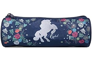 Bagtrotter Trousse Scolaire Ronde Cybel Cheval Licorne Bleue