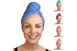 Good Wash Day Organic Jersey Cotton T-Shirt Hair Towel - Reduces Damage, Frizz and Drying Time for All Hair Types, Trichologist Approved, Made in the UK, 98cm x 58cm (Azure)