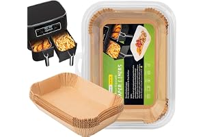 MooManGoo Air Fryer Disposable Liners, Rectangle 8.6x 5.5'', Parchment Paper Liners, Accessories Baking Paper (100)