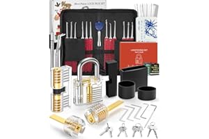 FAHEFANA 38+4-teiliges Lockpicking Set, [2023 Upgrade Version] Dietrich, mit 4 Transparente und 4 Schwarze Verschlusshülsen, Bieten Sie Entsperrungshandbuch für Professionelle Schlosser