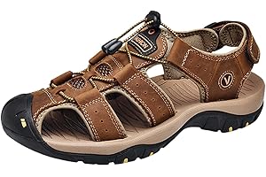 vejtmcc Sandalias de piel para hombre, sandalias de senderismo, sandalias de trekking, zapatos de senderismo, zapatos para hombre, deportes al aire libre, pescadores de agua, transpirables, sandalias