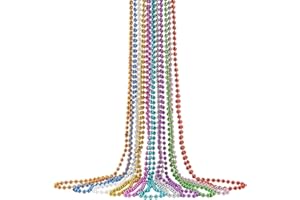 GORGECRAFT 1 Box 11 Stücke 11 Farben Mardi Gras Perlen Halsketten 32 Zoll Harz Runde Metallic Perlen Kugelkette St. Halskette Mit Anhänger Für Das Patricks Festival Parade Karneval Für Partygeschenke