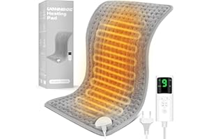 UOHHBOE Termoforo Elettrico 75W Tappetino Riscaldante 9 Impostazioni di Temperatura Lavabile in Lavatrice 4 Timer 60x30cm Con Spegnimento Auto Termoforo Cervicale Spalle Schiena Addome e Gambe