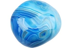 June&Ann Blue Agate Palm Stones, Healing Gemstone Therapy Worry Crystal Stones for Meditation Chakra Balancing Collection, Irregular Shape