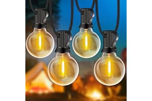 Rintea Catena Luminosa Esterno, 20M Luci da Esterno Giardino con 30+2 LED 0.6W Catene Lampadine 2700K Bianco Catena LED Luci da Esterno Impermeabile per Natale, Matrimonio, Festa, Giardino, Patio