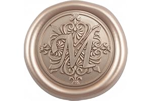 50 Pcs Champagne Gold Wax Seal Stickers, 1.26 Inches (32mm) Self-Adhesive Seal Stickers for Wedding Invitations, Christmas, Gift Wrapping, Envelopes, and Parties - Zifospy (Letter M）