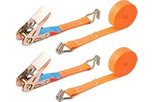 Putentfun Ratchet Straps with Hook - 2 Pack 800kg Tie Down Straps 5M x 25MM Heavy Duty Ratchet Straps with Cam Buckle for Motorcycles/Car/Trailer/Household