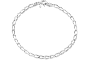 Amberta Damska bransoletka łańcuszkowa ze srebra wysokiej próby 925 (regulowana), Jeden rozmiar, Przedłużony kabel, Gładki