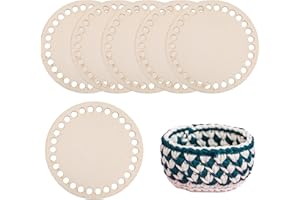 LINGJIA 6 Pezzi 10cm Accessori per Borse Uncinetto, Base in Legno, Fondo Cesto Rotondo in Legno All'uncinetto per Il Fai Da Te Tote Bag Basket Tessitura Forniture Artigianali, Decorazione della Casa