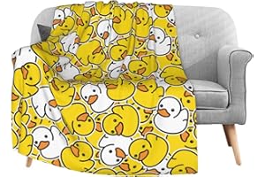 FeHuew Niedliche Cartoon-Ente, Flanell-Fleece-Überwurf, Decke, 127 x 152,4 cm, für Wohnzimmer/Schlafzimmer/Sofa, Couch, warm, weich, Bett-Decke für Kinder und Erwachsene