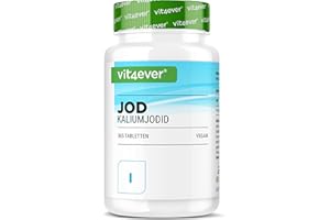 ‎VIT4EVER vit4ever Jod 400 µg - 365 Tabletten aus Kaliumjodid - Kalium Jodid für 1 Jahresvorrat - Ohne unnötige Zusätze - Hochdosiert - Vegan
