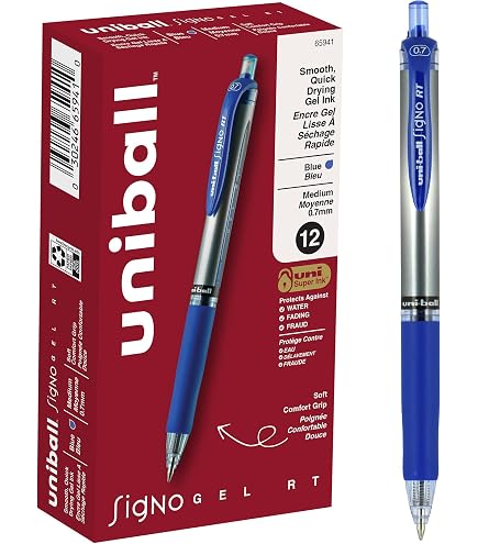 Uni-ball Gel Grip Stick Pen, 12er Pack, Medium Point, Schwarze Tinte - Für Glattes Schreiben