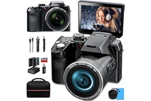Monitech 64mp appareil photo numérique pour la photographie, photo vlogging 4K pour YouTube avec écran 3 pouces, zoom numérique 16x, connexion Wi - FI, autofocus, trépied, 2 piles, carte TF 32gb(S200)