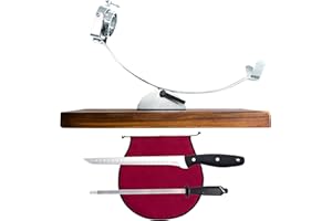 NERTHUS Jamonero Basculante Cabezal Giratorio + Cubre Jamon Burdeos + Afilador manual + Cuchillo Jamonero