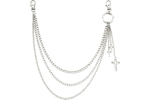 Heanvmyss Pantalones de Hip Hop Punk en Capas,Elegante Cadena para Pantalones,Cadena de Cintura,Cadena Gótica de Jeans,Cadena de Bolsillo para Hombres y Mujeres(Plata)