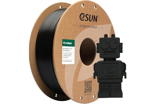 eSUN PLA Filamento 1.75mm, PLA Basic 3D Impresora Filamento Precisión Dimensional +/- 0.05mm, Carrete de 1KG (2.2 LBS) PLA Rápido para 3D Impresoras,Negro