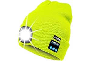 ATNKE Berretto Bluetooth con LED Illuminato, USB Ricaricabile Wireless Musicale Cappello Corsa Ultra Bright 4 LED Impermeabile Lampada per Sci Escursionismo Campeggio Ciclismo