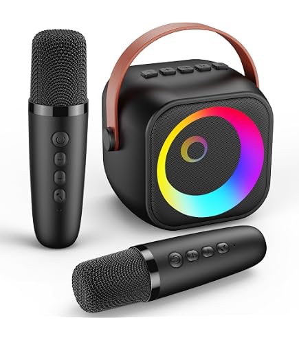 JYX Machine de karaoké avec 2 Microphones sans Fil, Enceinte Karaoke Complet avec Lumières de JYX Machine de karaoké avec 2 Microphones sans Fil, Enceinte Karaoke Complet avec Lumières de