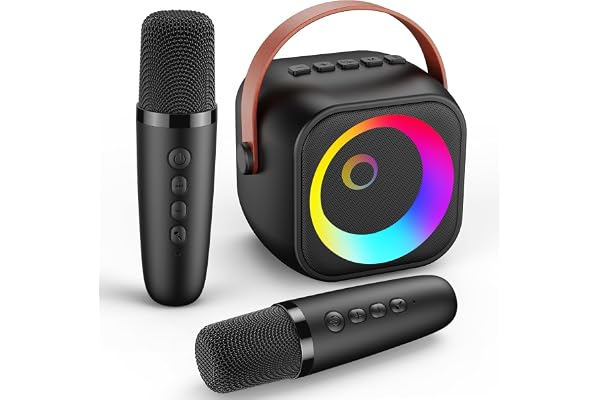 Karaoke Enfant 2 Micro sans Fil, Mini Micro Karaoke avec Lumières RVB, Microphone sans Fil Cadeau pour Enfant Adulte - Fête Familiale à la Maison