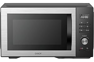Candy Essenza Microondas con Grill, 31L, 1000W-1500W, 5 Niveles de Potencia, Autolimpieza, Automenús, Alerta Acústica Finalización, Grill Rack, Descongelación, Apertura Izquierda, Negro e Inox