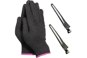 MEMOFYND Paio Di Guanti Resistenti Al Calore, Guanti Da Stiro Professionali, Strumenti per Acconciature, Neri