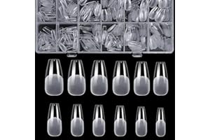 ZEYACHAN 504 Pièces Capsule Americaine Ongle, Faux Ongles en Gel-Ballerine Moyen Court, Gel x Pose Americaine Ongles Couverture Complète Pour Débutant, Salons de Manucure- Transparent-12 Tailles