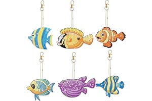 POCHY Doppia Faccia Painting Portachiavi Kit, 6 Pezzi 5d Diamond Painting Kit, 5D DIY Pittura Diamante Portachiavi per Decorazione Zaino Borsa Borsetta