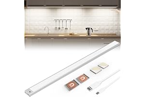 SOAIY 60cm Luce LED Sottopensile con Sensore Movimento a Mano,Barra Luminosa Ricaricabile USB 4500mAh 3Colori Dimmerabile,LED Magnetica Funzione Memoria Senza Fili per Cucina,Armadio,Bagno
