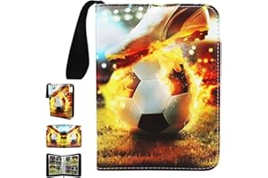 LINSEY Karten-Sammelalbum, 4 Taschen, 50 Seiten, Kapazität für 400 Karten, Album für Sammelkarten,Trainer Sammelkartenalben，Zur Aufbewahrung von Sammelkarten,Brettspielkarten. (Fußball N)