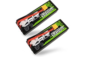OVONIC Batterie LiPo 2S 5200 mAh 7,4 V 50 C - Boîtier rigide - Avec prise XT60 - Pour voiture 1/8 ou 1/10 RC Car Trucks RC Avion RC hélicoptère RC Voiture RC Bateau (2 pièces)
