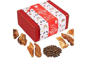 Dewkes Natural Dog Treat Box for Christmas | Dog Treat Selection Box with Turkey & Cranberry, Chicken Jerky, Beefy Chews, Porky Scratchings & Fish Bites | Grain Free Hypoallergenic Festive Gift Hamper