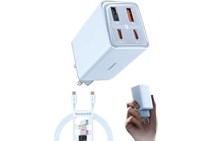 Zasilacz Baseus USB C, szybka ładowarka USB C 65 W, moc ładowania PD 3.0 i PPS, ładowarka GaN kompatybilna z MacBook Pro/Air, Surface, Laptop, iPhone serii 15-12, Pixel, Galaxy, iPad (niebieska)