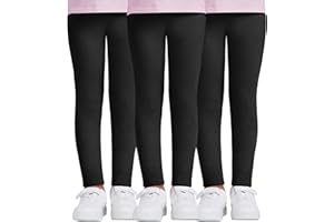 DDOBB Leggings Mädchen, High Waist Leggins Kinder Sportleggins Lange 3er-Pack, Weich Elastisch Basic Sporthose Blickdichte Hose für Tanz Yoga Alltag