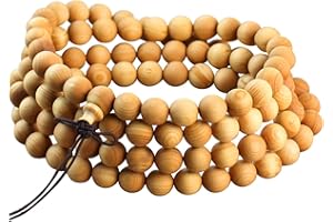 MAYTING 108 Mala Bead Bracciale 8 mm Perle di Legno Naturale Preghiera Meditazione Tibetano Rosario Buddista Collana Donna Uomo Braccialetto Senza Gemma, Senza pietre preziose